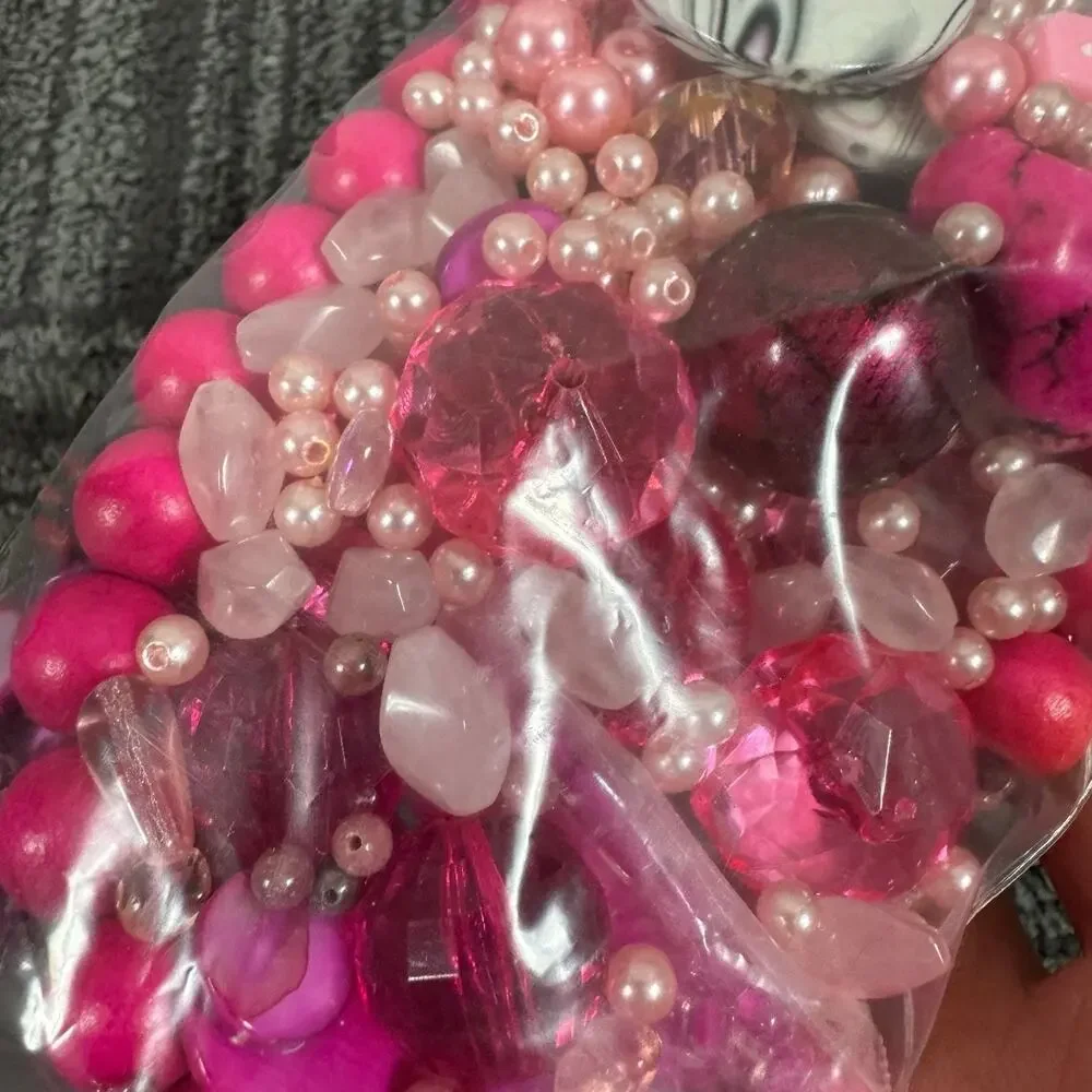 Pink Mixed Bead Lot – Hot Pink, Rose, and Pearl Assorted Beads for Jewelry